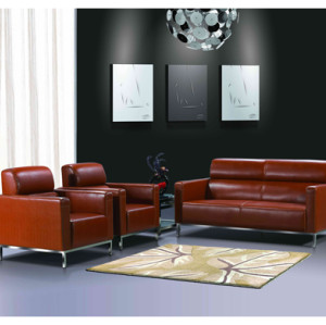 Leather Office Sofa |Reception Sofa With Stainless Steel Base For Office Supplier in China(SF-145KD)