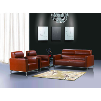 Leather Office Sofa |Reception Sofa With Stainless Steel Base For Office Supplier in China(SF-145KD)