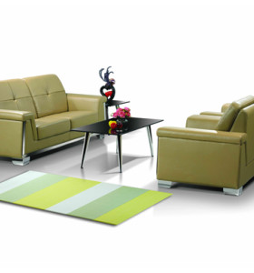 Canapé de bureau moderne Y&F, base et structure en acier inoxydable, tissu PU ou cuir (SF-835)