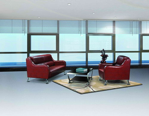 Sofá de oficina moderno Y&F, base y marco de acero inoxidable, tela de sofá disponible en PU o cuero (SF-836)