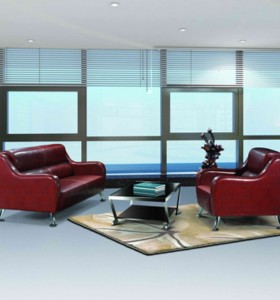 Canapé de bureau moderne Y&F, base et structure en acier inoxydable, tissu PU ou cuir (SF-836)