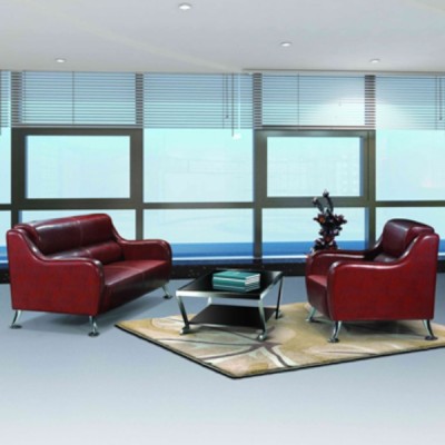 Canapé de bureau moderne Y&F, base et structure en acier inoxydable, tissu PU ou cuir (SF-836)