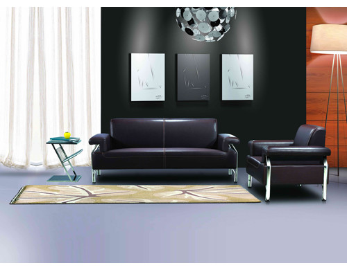 Canapé de bureau en cuir moderne Y&F, base et structure en acier inoxydable, tissu de canapé disponible en PU (SF-837)