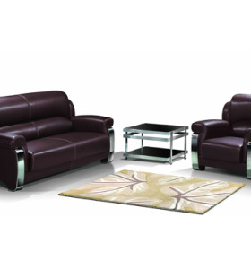 Canapé de bureau moderne Y&F, base et structure en acier inoxydable, tissu de canapé disponible en PU et cuir (SF-838)