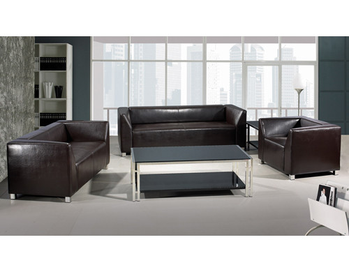 Y&F Modern Office Sofa ، قاعدة وإطار من الفولاذ المقاوم للصدأ ، PU والنسيج الجلدي (SF-892)