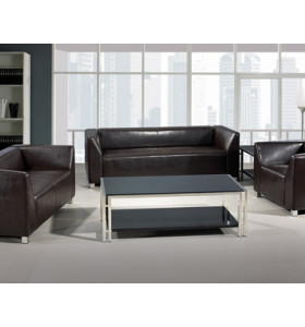 Canapé de bureau moderne Y&F, base et structure en acier inoxydable, tissu PU et cuir (SF-892)
