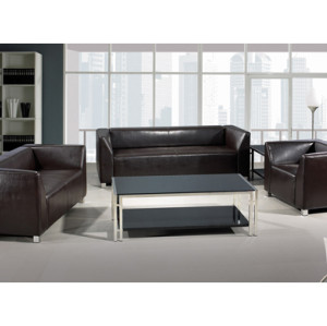 Sofá de oficina moderno Y&F, base y marco de acero inoxidable, PU y tela de cuero (SF-892)