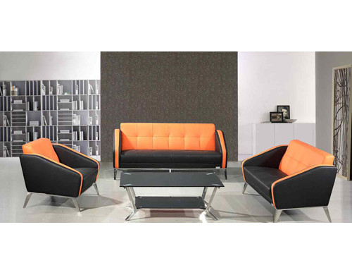 Y&F Modern Office Sofa with PU and Leather Fabric ، قاعدة وإطار من الفولاذ المقاوم للصدأ (SF-852)