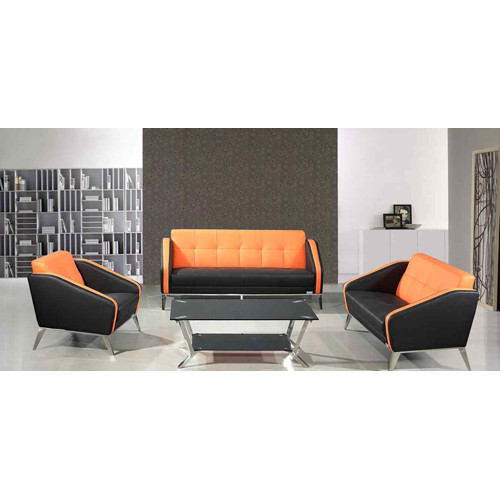 Sofá de oficina moderno Y&F con tela de PU y cuero, base y marco de acero inoxidable (SF-852)