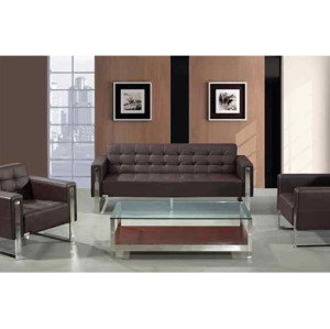 Canapé de bureau Y&F en PU / cuir, design moderne, base et structure en acier inoxydable (SF-897)