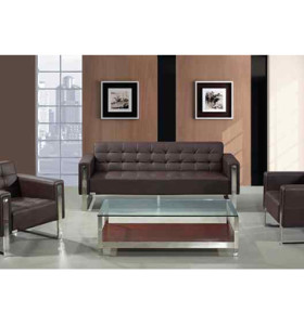 Canapé de bureau Y&F en PU / cuir, design moderne, base et structure en acier inoxydable (SF-897)