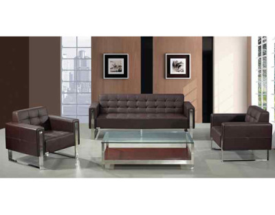 Sofá de oficina de cuero y PU Y&F, diseño moderno, base y marco de acero inoxidable (SF-897)