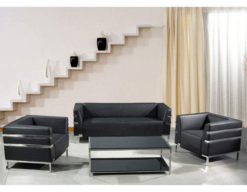 Y&F Modern PU / Leather Office Sofa ، قاعدة وإطار من الفولاذ المقاوم للصدأ (SF-898)