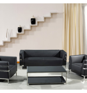 Canapé de bureau moderne en PU / cuir Y&F, base et cadre en acier inoxydable (SF-898)
