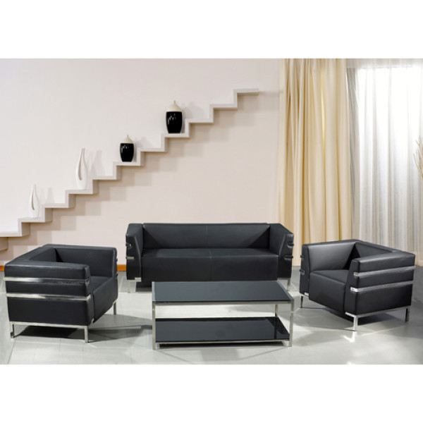 Y & F Современный PU / кожаный офисный диван, основание из нержавеющей стали и рама (SF-898)