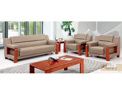 Sofá de oficina de cuero y PU Y&F, base de madera contrachapada, esponja 100% pura (SF-6096)