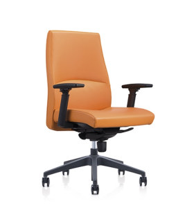 Chaise pivotante de bureau Y&F à dossier moyen en PU avec accoudoir réglable en hauteur en plastique, base en plastique (YF-622-134)
