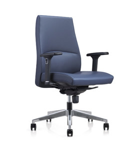 Chaise pivotante de bureau Y&F à dossier moyen en PU avec accoudoir réglable en hauteur en chrome, base en aluminium (YF-622-0891)