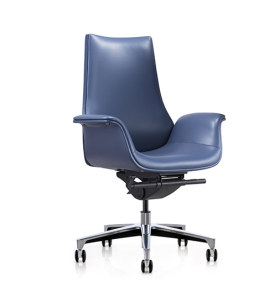 Chaise pivotante de bureau Y&F à dossier moyen en PU avec base en aluminium (YF-625-18)