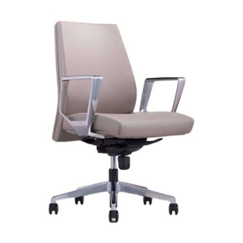 منتصف الظهر بو / كرسي مكتب جلدي دوار مع مسند ذراع ألومنيوم قابل للتعديل الارتفاع