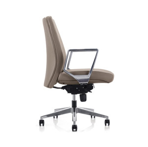 Y & F Поворотный стул для офиса из полиуретана и кожи с алюминиевым регулируемым по высоте подлокотником и верхом из дерева, алюминиевое основание (YF-628-116)