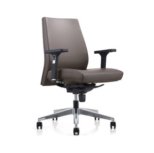 Wholesale Grey Mid-back PU Office Swivel Task Chair with Aluminum base (YF-628-0884)