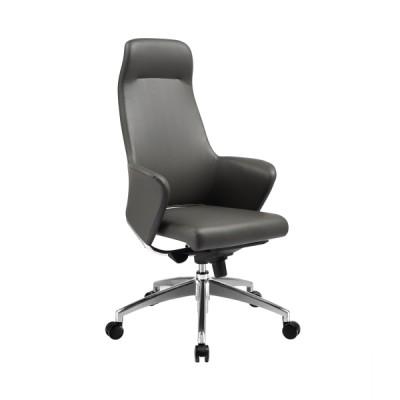 Silla ejecutiva de oficina de PU de respaldo alto Y&F con base de aluminio, respaldo de cuero genio imitado y reposabrazos (YF-9602)