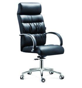 Chaise pivotante Y&F à dossier haut en PU avec accoudoir en aluminium, base chromée (YF-9332)