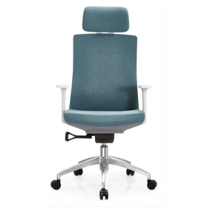 Офисное кресло Y & F с высокой спинкой, с алюминиевым основанием и белым полипропиленовым подлокотником (YF-A30).