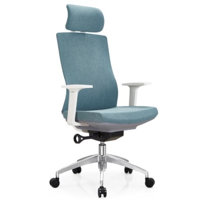 Офисное кресло Y & F с высокой спинкой, с алюминиевым основанием и белым полипропиленовым подлокотником (YF-A30).