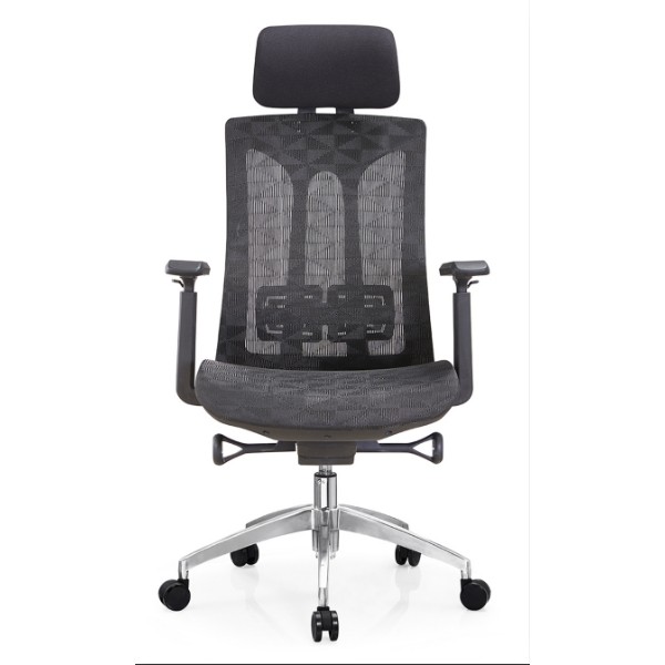 Silla Y&F High Back Mesh, silla ejecutiva con base de aluminio y apoyabrazos de nylon 3D + almohadilla de PU (YF-A36)