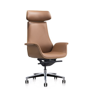 Silla giratoria de oficina de PU de respaldo alto Y&F con base de aluminio (YF-825-18)
