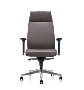 Silla giratoria de oficina PU de respaldo alto Y&F con reposabrazos de plástico, base de aluminio (YF-828-0884)