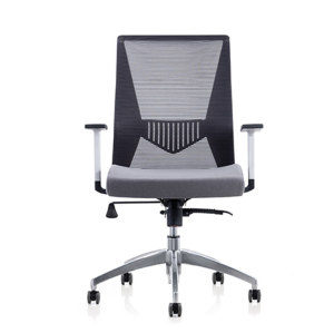 Y & F Mid-Back Mesh + PU Офисный вращающийся стул с подлокотником PP и алюминиевым основанием (YF-6630S-119W)