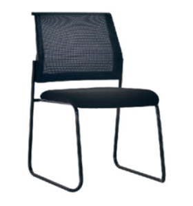 Middle Back Mesh Office Visit Chair With Fabric Seat And Plastic Back, Black Powder Coating Base(YF-X-07)