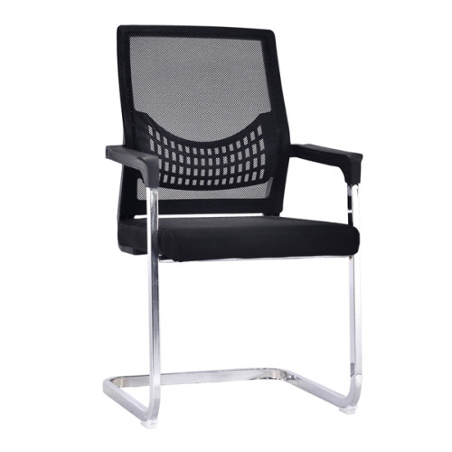 كرسي زيارة مكتب شبكي أسود مع مقعد شبكي وظهر ، غطاء بلاستيكي من Amrest ، قاعدة كروم (YF-A-082)