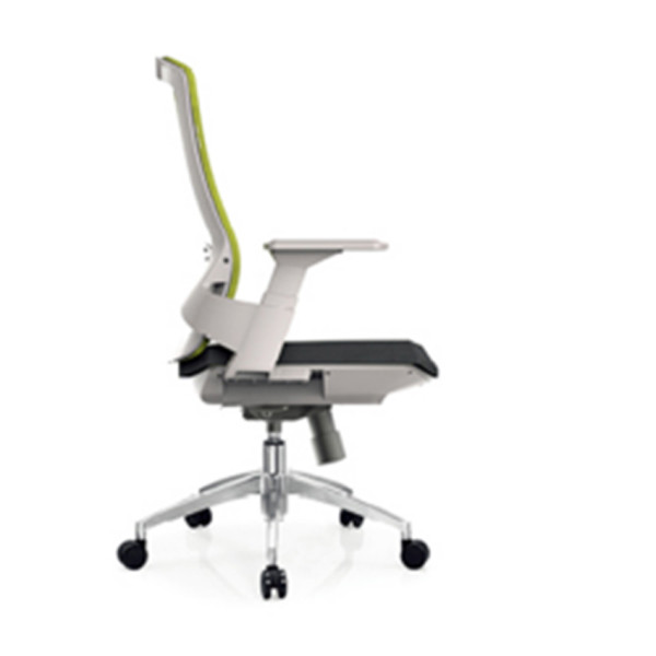 Сетчатое рабочее кресло среднего бэк-офиса со спинкой из полипропилена, белым подлокотником и алюминиевым основанием (YF-B32-White)