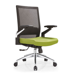 Chaise de bureau en maille à dossier moyen avec support lombaire, base en aluminium et accoudoir en nylon (YF-B08)
