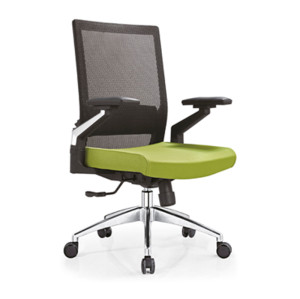 Chaise de bureau en maille à dossier moyen avec support lombaire, base en aluminium et accoudoir en nylon (YF-B08)