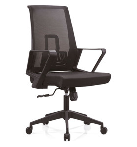 Chaise pivotante de bureau en maille à dossier moyen avec cadre arrière en PP, accoudoirs en PP et base en nylon (YF-B12)