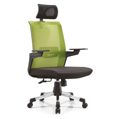 Chaise de bureau en maille à dossier haut avec base en nylon et accoudoir en PP, appui-tête réglable (YF-A13)