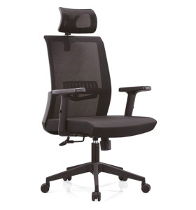 Chaise de direction en maille de bureau à haut dossier avec cadre arrière en PP, accoudoir en PU et base en nylon (YF-A16)