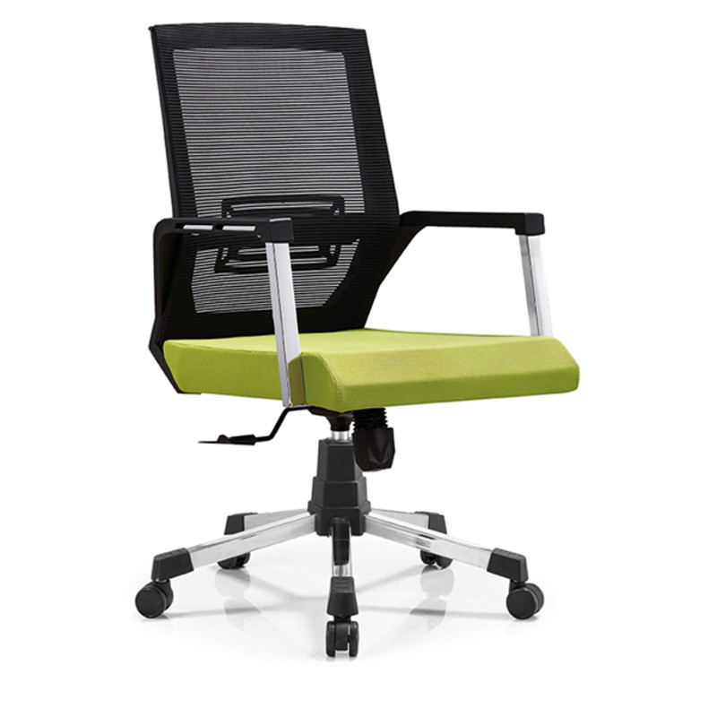 Сетчатый офисный стул со средней спинкой, спинкой из полипропилена и подлокотником, хромированная основа (YF-B06)