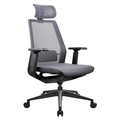 Кресло для руководителей с высокой сеткой для бэк-офиса с алюминиевым основанием, регулируемым подголовником и подлокотником из полиуретана (YF-A008)