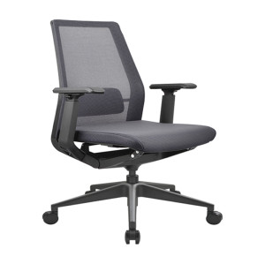 كرسي شبكي للمكتب الخلفي الأوسط بقاعدة ألمنيوم ، مسند رأس قابل للتعديل ومسند ذراع PU (YF-B008)