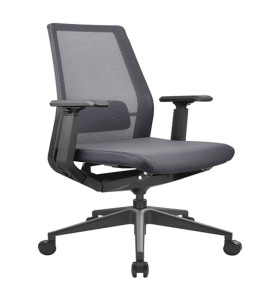 Chaise de bureau central en maille avec base en aluminium, appui-tête réglable et accoudoir en PU (YF-B008)