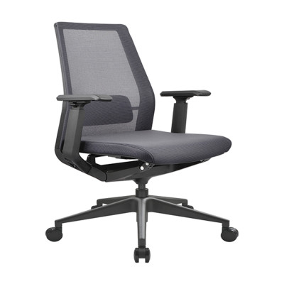 Chaise de bureau central en maille avec base en aluminium, appui-tête réglable et accoudoir en PU (YF-B008)