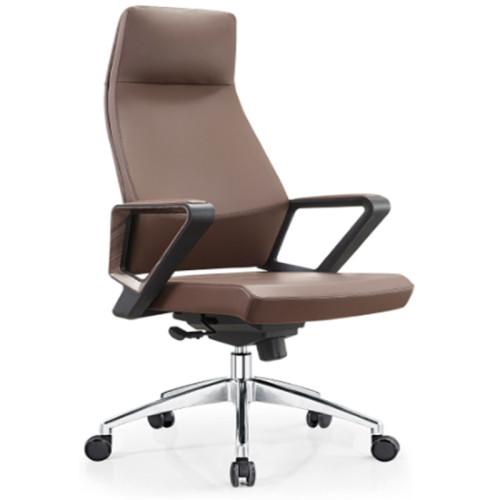 Wholesale Leather Swivel  Executive Office Chair,headrest, nylon armrest, aluminum base (YF-A18)