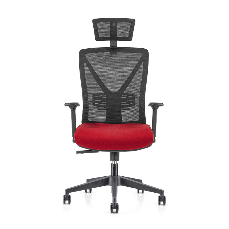 Сетчатое кресло для руководителя с высокой спинкой и нейлоновым основанием 340 мм, регулируемые по высоте подлокотник и подголовник из полиуретана (YF-GA04)