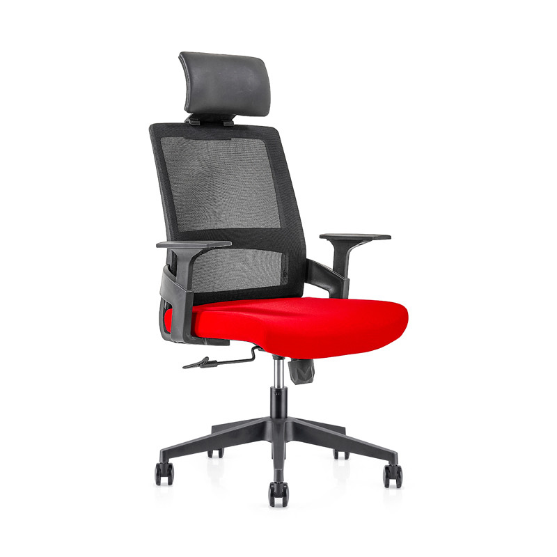 كرسي تنفيذي شبكي للمكتب الخلفي العالي مع قاعدة نايلون 320 مم ، مسند ذراع PP ، مسند رأس قابل للتعديل الارتفاع (YF-GA07)